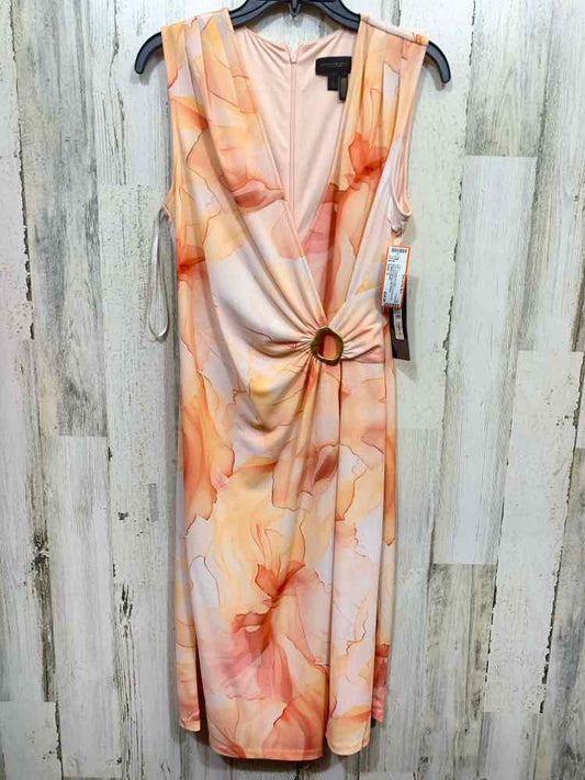 NWT DONNA KARAN Dresses and Skirts Size S ORANGE/WHITE Floral SLEEVELESS Dress