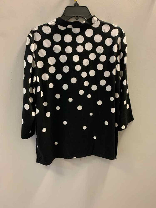 ALLISON DALEY Tops Size PM BLK/WHT Polka Dot 3/4 SLEEVE TOP