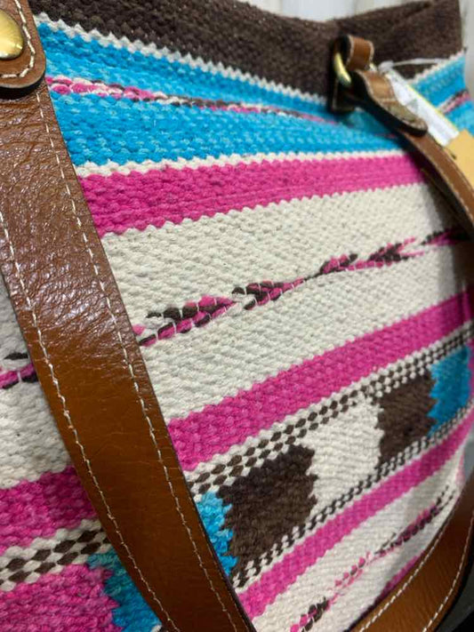 NWT PATRICIA NASH AQUA/HOT PINK/BROWN/WHITE Handbag