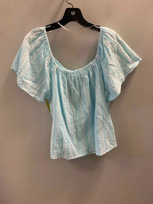 TIME & TRU Tops Size L LT BLU/WHT Stripe TOP