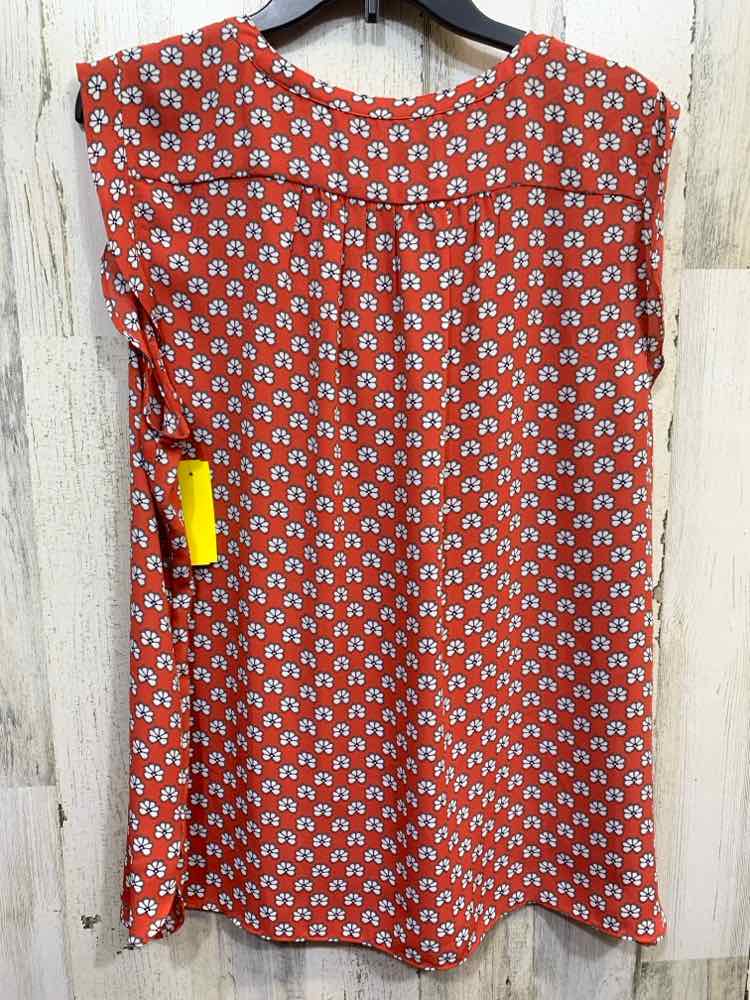 PRE-OWNED LOFT Tops Size XXL ORG/WHT/BLK Floral SLEEVELESS Blouse