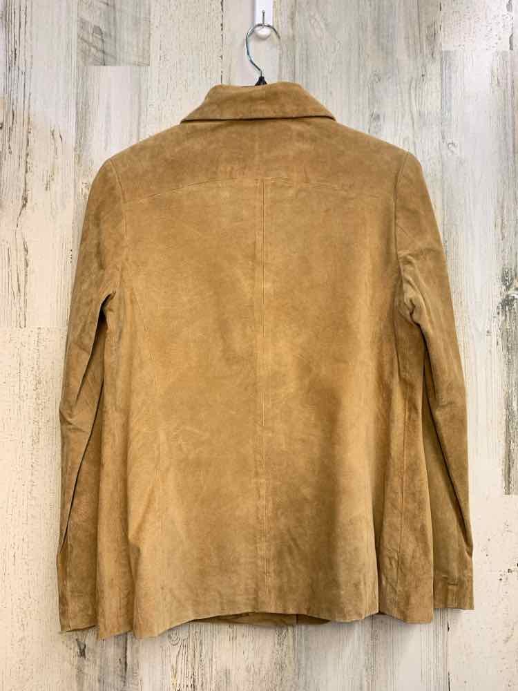 PRE-OWNED WINLIT Tops Size S Tan LONG SLEEVES TOP/GENUINE LEATHER SHELL