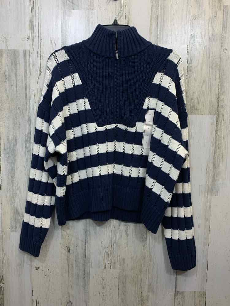 NWT A NEW DAY Tops Size XL CrM/NVY LONG SLEEVES 1/2 ZIP UP BIB SWEATER