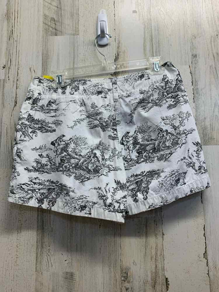 PRE-OWNED Size 10 HERMAN GEIST BOTTOMS WHITE/BLACK TOILE DE JOUY SHORTS Shorts/B
