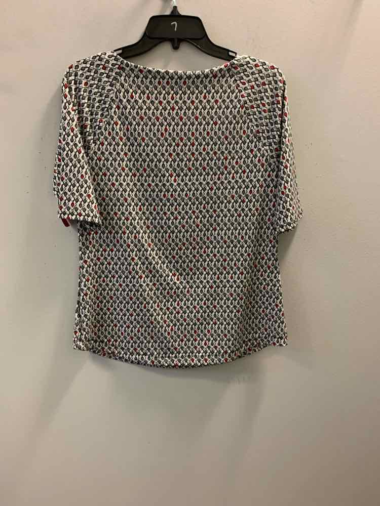 LIZ CLAIBORNE Tops Size S WHT/GRY/RED SHORT SLEEVES TOP