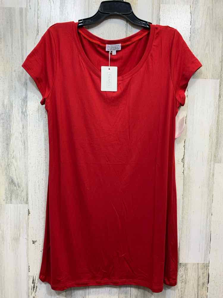 NWT TAMSY Dresses and Skirts Size L Red Solid SHIRT DRESS Dress/RED SHIRT DRESS