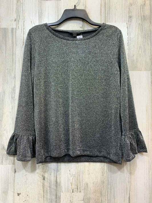 NWT J.CREW Tops Size M BLACK/SILVER SPARKLES BELL SLEEVES TOP/BLACK/SILVER SPARK