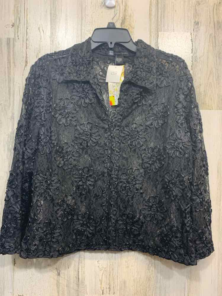 NWT CASUAL STUDIO Tops Size M Black Lace LONG SLEEVE TOP
