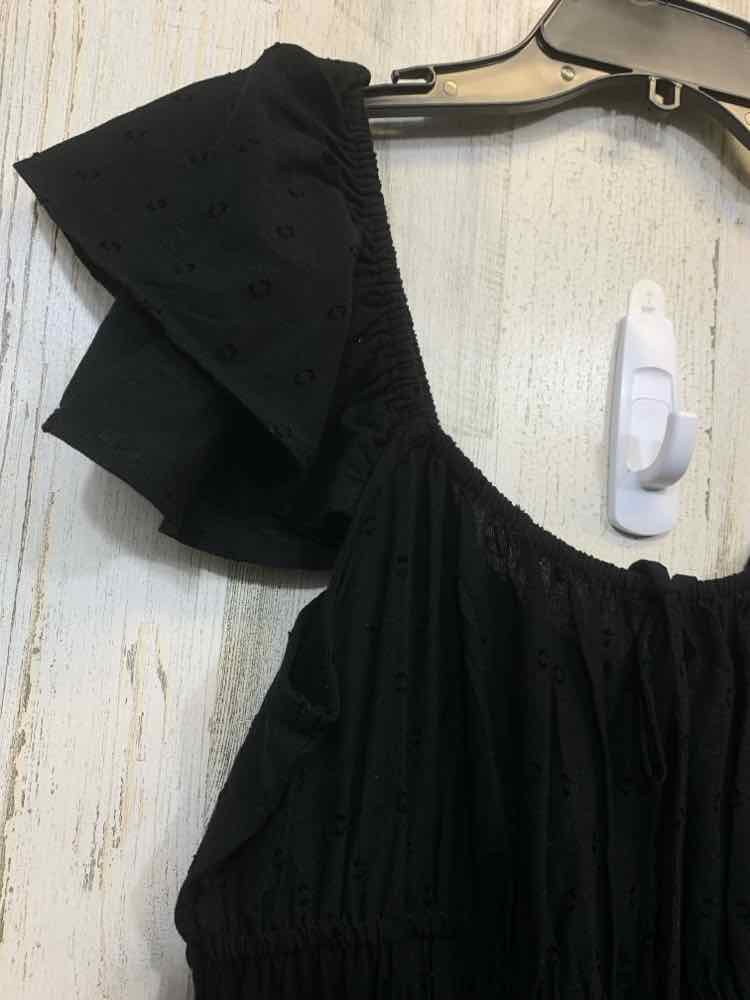 NWT Size 1X AND NOW THIS PLUS SIZES Black SWISS DOT SLEEVELESS/RUFFLE STR JUMPER