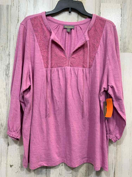 NWT STYLE & CO Tops Size 1X LILAC Solid PUFF SLEEVES Blouse