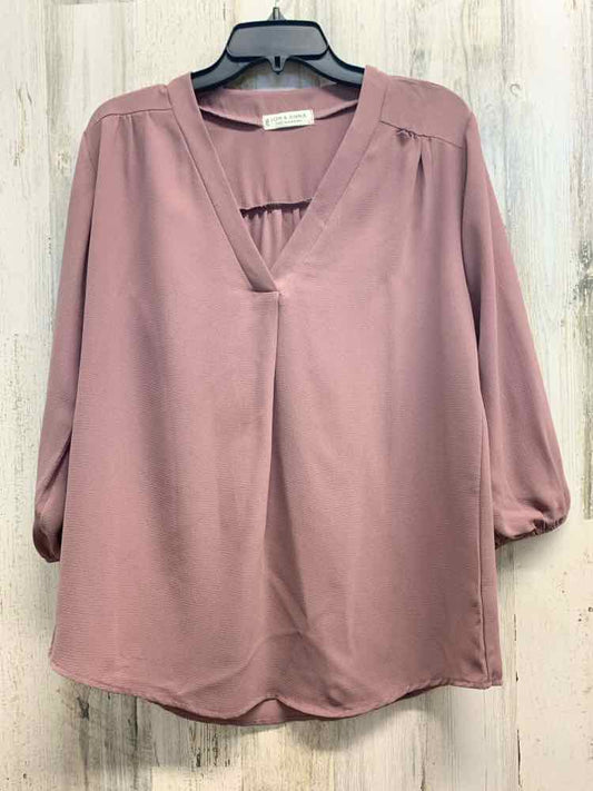PRE-OWNED JON & ANNA Tops Size L MAUVE Solid LONG SLEEVES TOP/MAUVE LONG SLEEVE