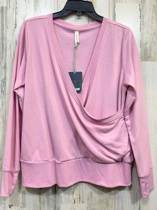NWT WE WANDER Size MP Tops Pink LONG SLEEVE WRAP BLOUSE