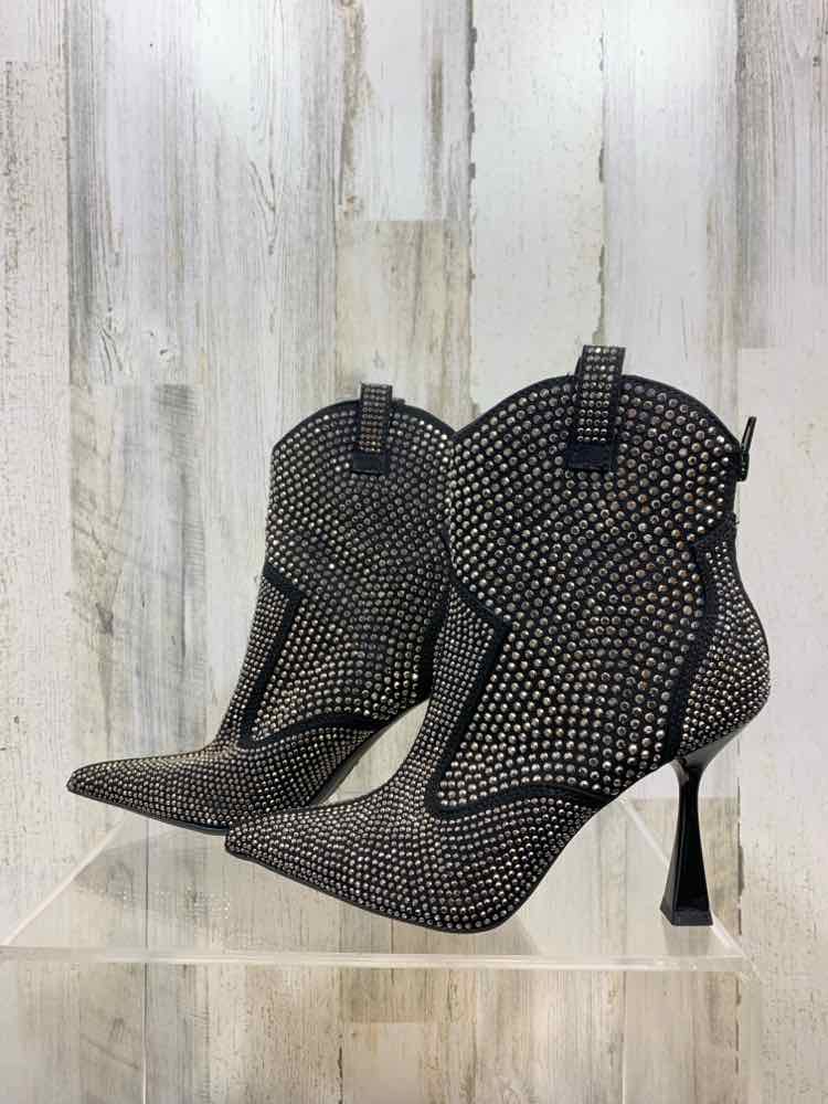 NWT INC SHOES Shoe Size 6 BLACK/SILVER Rhinestone RHINESTONE WESTERN Shoes/BLACK