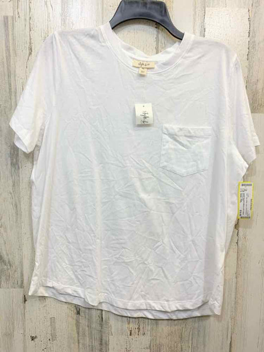 NWT STYLE & CO Tops Size PXL White Solid CREW NECK T-shirt