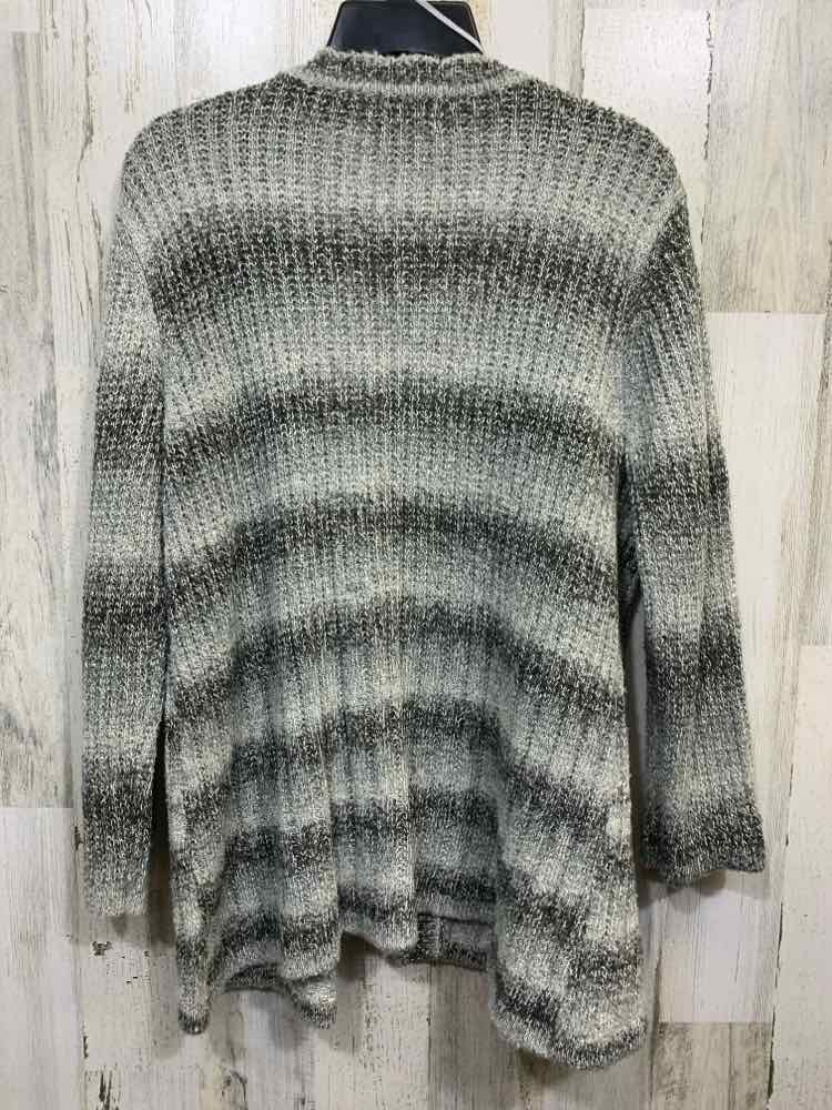 PRE-OWNED ALFRED DUNNER Size L Tops BLK/WHT/GRAY LONG SLEEVE Cardigan