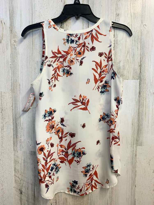 PRE-OWNED VAN HAUSEN Tops Size S WHT Floral SLEEVELESS TOP