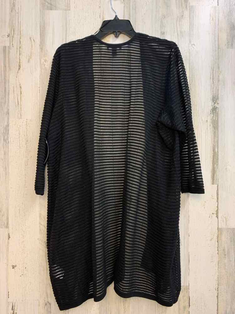 PRE-OWNED ALFANI PLUS SIZES Size 1X BLK 3/4 SLEEVE Cardigan/HORIZONTAL STRIPES