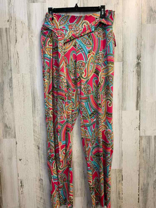 PRE-OWNED Size L NOTATIONS BOTTOMS PINK/MULTI MULTI-PATTERN PANTS Pants/PINK W/