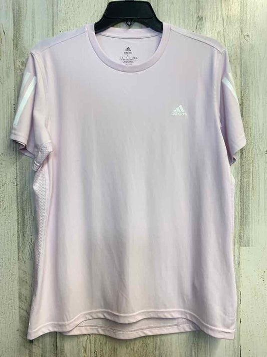 PRE-OWNED ADIDAS Activewear Size L LIGHT PINK SHORT SLEEVES TOP