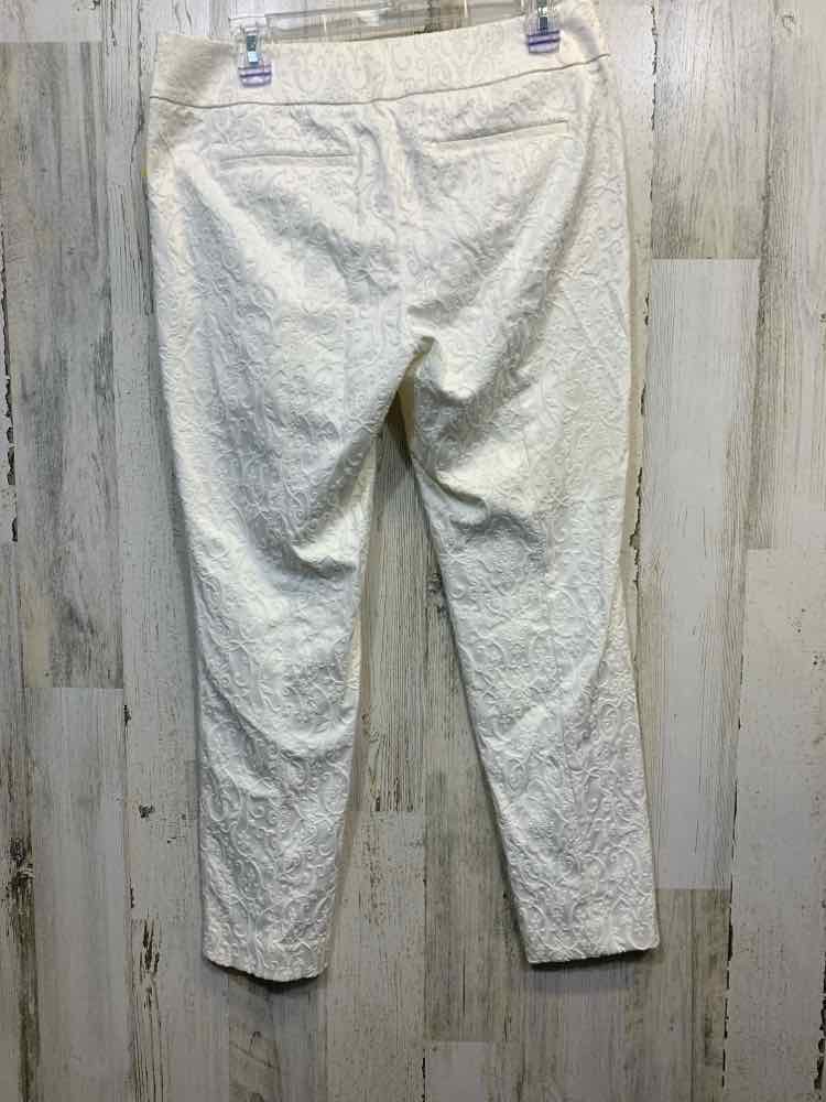PRE-OWNED Size 4 LOFT BOTTOMS White Paisley STRAIGHT Pants/WHITE/CREAM PAISLEY P