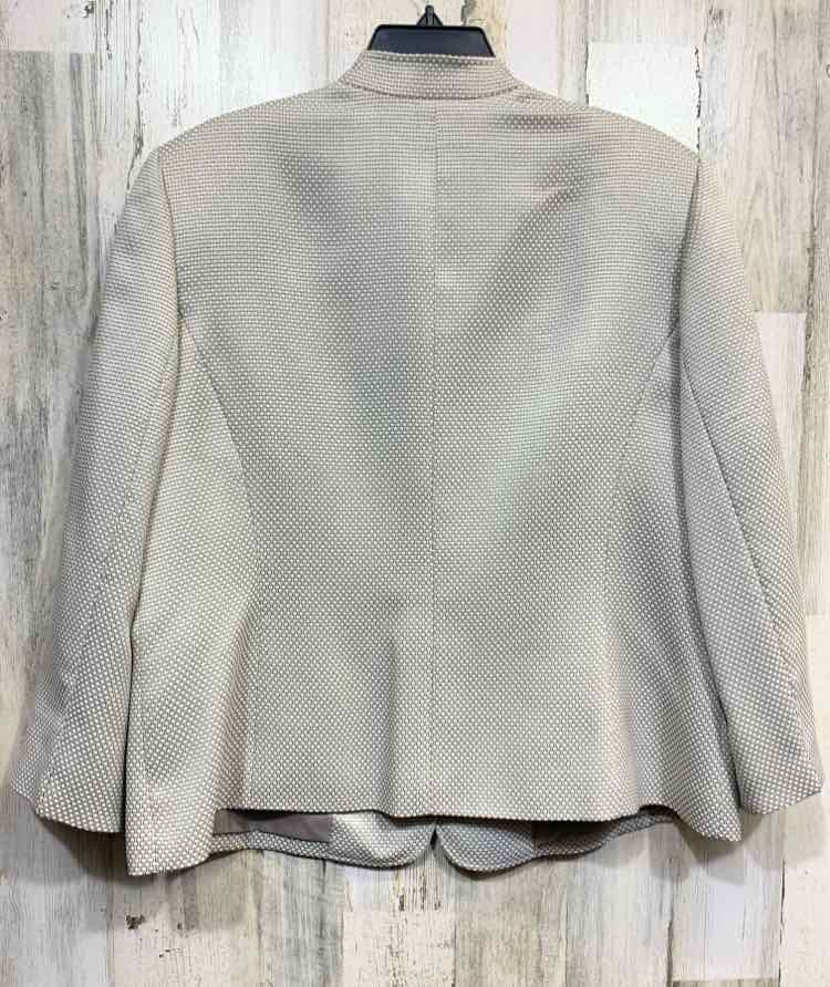 PRE-OWNED KASPER Size 16 JACKETS / COATS WHT/BGE 3/4 SLEEVE ONE BUTTON BLAZER