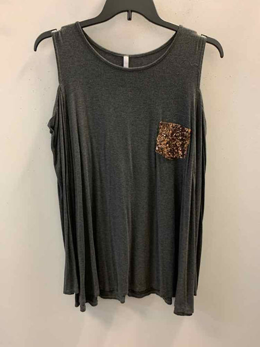 Size 2X CELESTES GRY/COOPER COLD SHOULDERS TOP