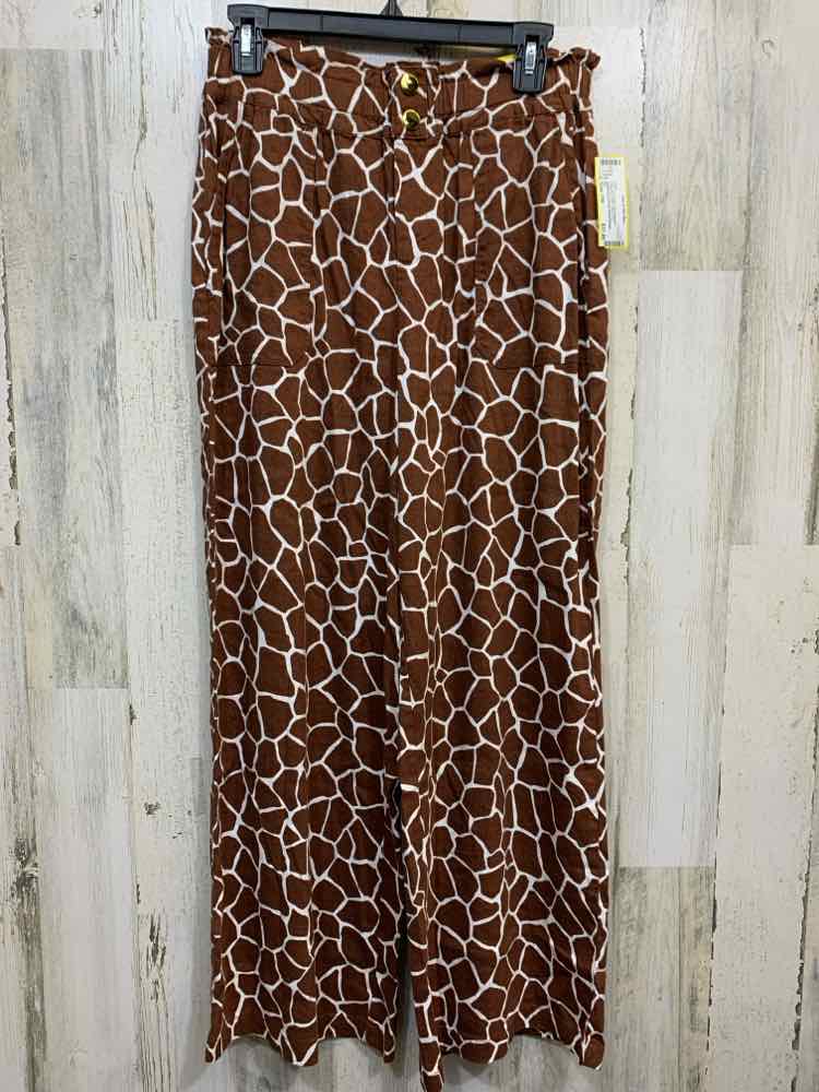 NWT Size PM INC BOTTOMS BROWN/WHT GIRAFFE PRINT WIDE LEG Pants/ELASTIC WAISTBAND