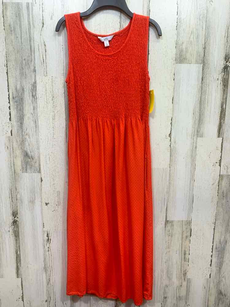PRE-OWNED CROFT & BARROW Dresses and Skirts Size S RED ORANGE RIBBED MAXI Dress/