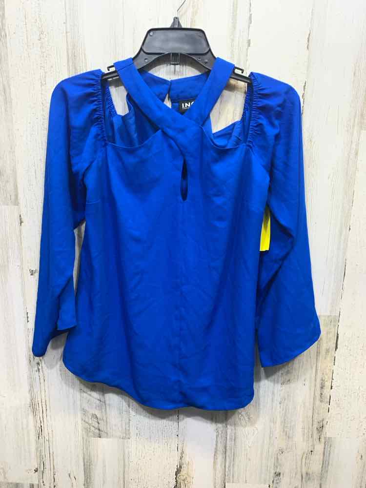 PRE-OWNED INC Tops Size S Blue Solid COLD SHOULDERS Blouse