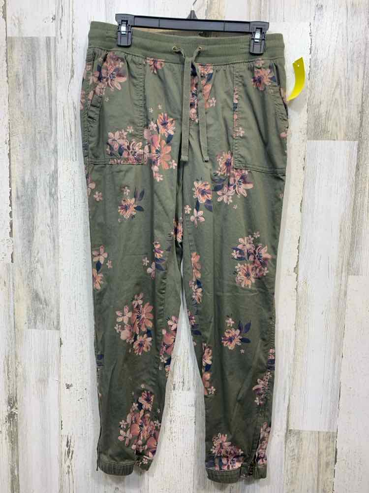 PRE-OWNED Size S SONOMA BOTTOMS OLIVE GREEN Floral CARGO Pants