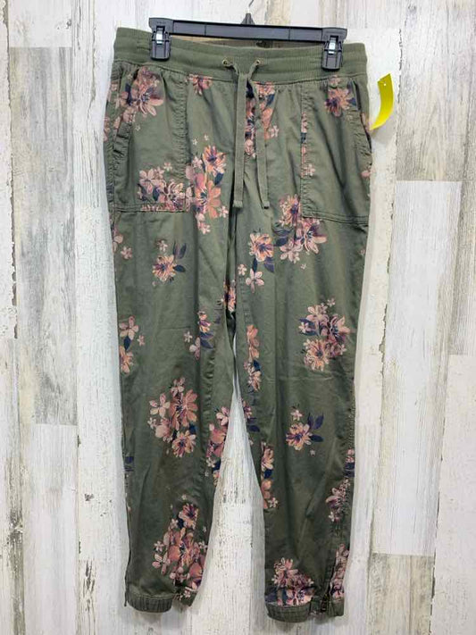 PRE-OWNED Size S SONOMA BOTTOMS OLIVE GREEN Floral CARGO Pants