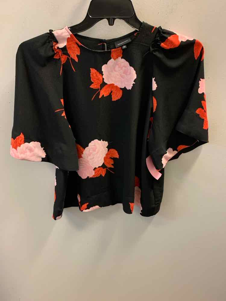 WHO WHAT WEAR Tops Size S BLK/RED/PINK Floral TOP