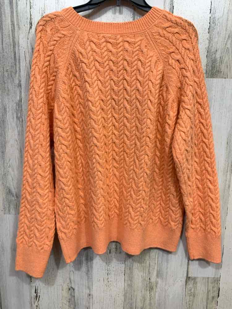 NWT ON 34TH Size XL Tops Orange CABLE KNIT LONG SLEEVES/CREW NECK SWEATER
