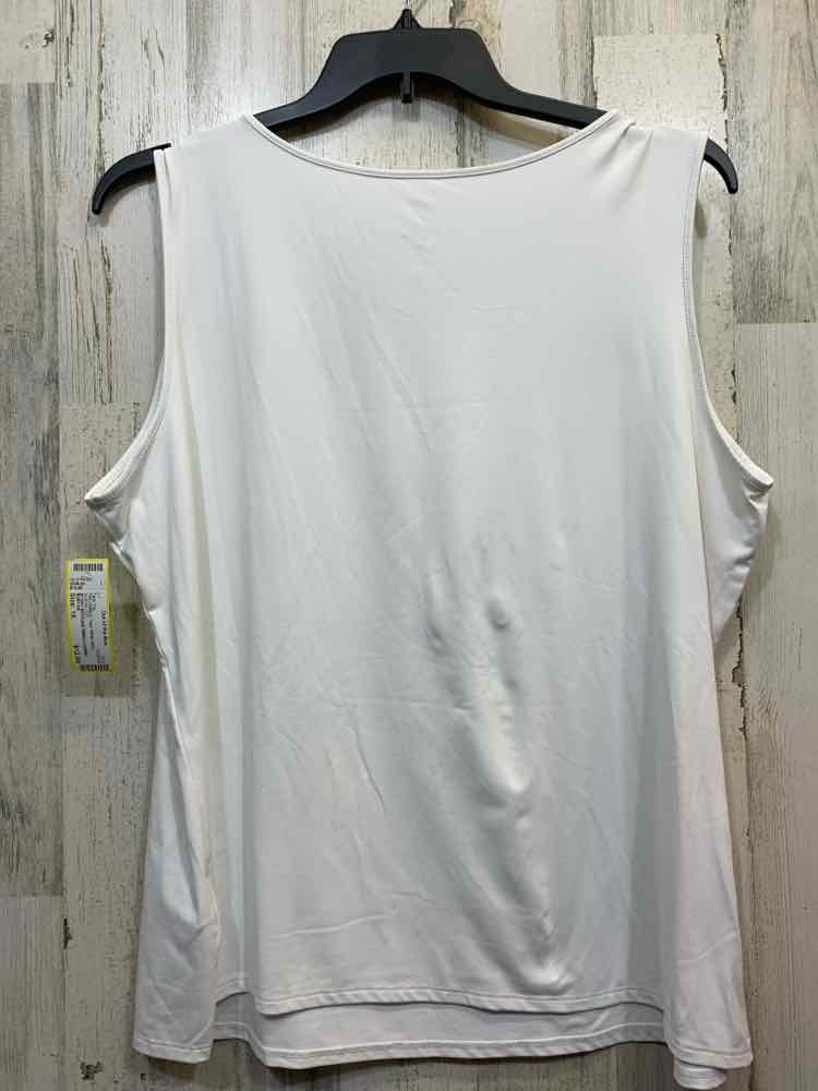 PRE-OWNED RUBY RD Tops Size 1X White Solid SLEEVELESS Tank Top