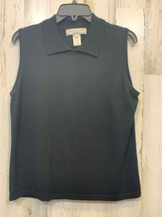 PRE-OWNED JONES NEW YORK Tops Size L Black SLEEVELESS TOP/W/ COLLAR