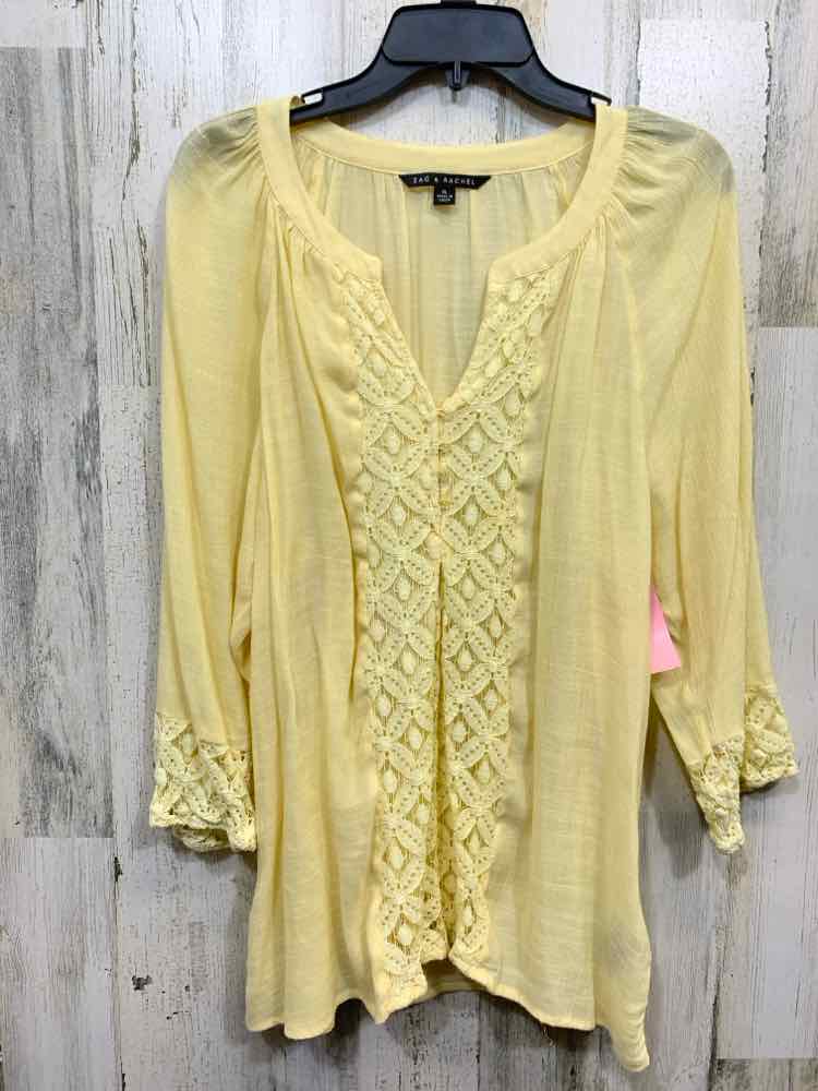 PRE-OWNED ZAC&RACHEL Tops Size XL PASTEL YELLOW LONG SLEEVE Blouse/PASTEL YELLOW