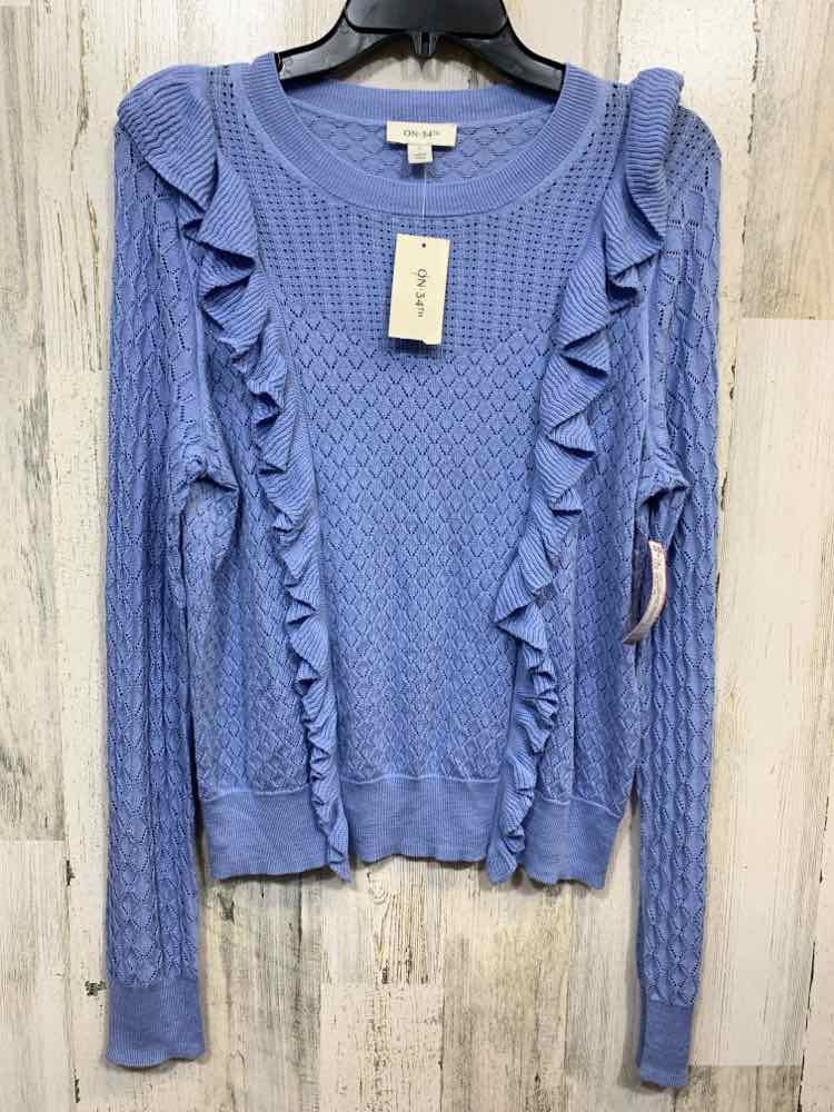 NWT ON 34TH/OPEN-KNIT CASCADING RUFFLE TRIM SWEATER