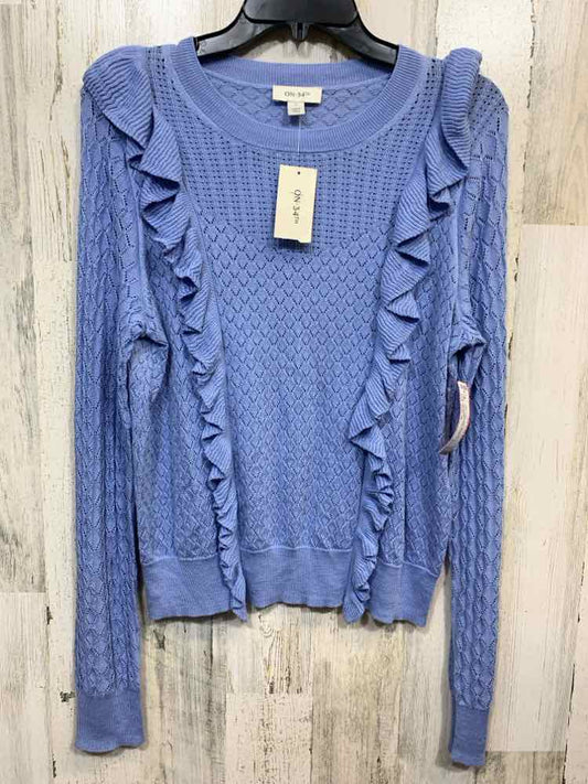 NWT ON 34TH/OPEN-KNIT CASCADING RUFFLE TRIM SWEATER