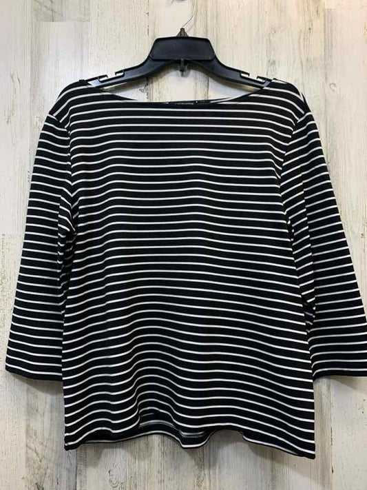 PRE-OWNED LIZ CLAIBORNE Tops Size XL BLACK/WHITE STRIPES 3/4 LENGTH TOP/BLACK/WH