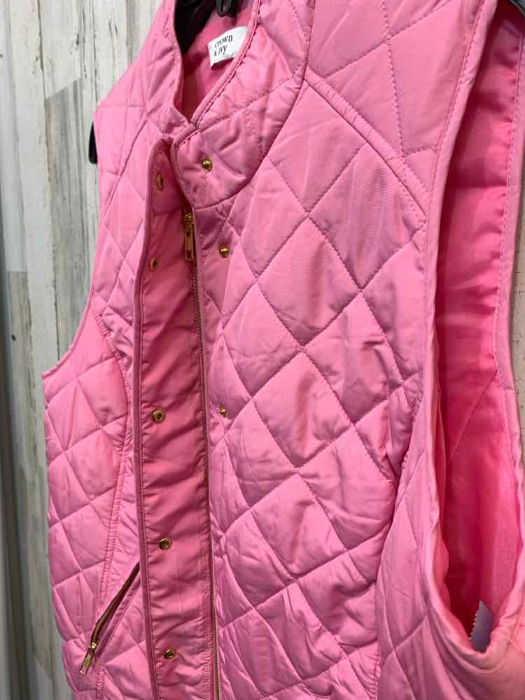 PRE-OWNED CROWN & IVY Size XL JACKETS / COATS Pink ZIP UP QUILTED Vest
