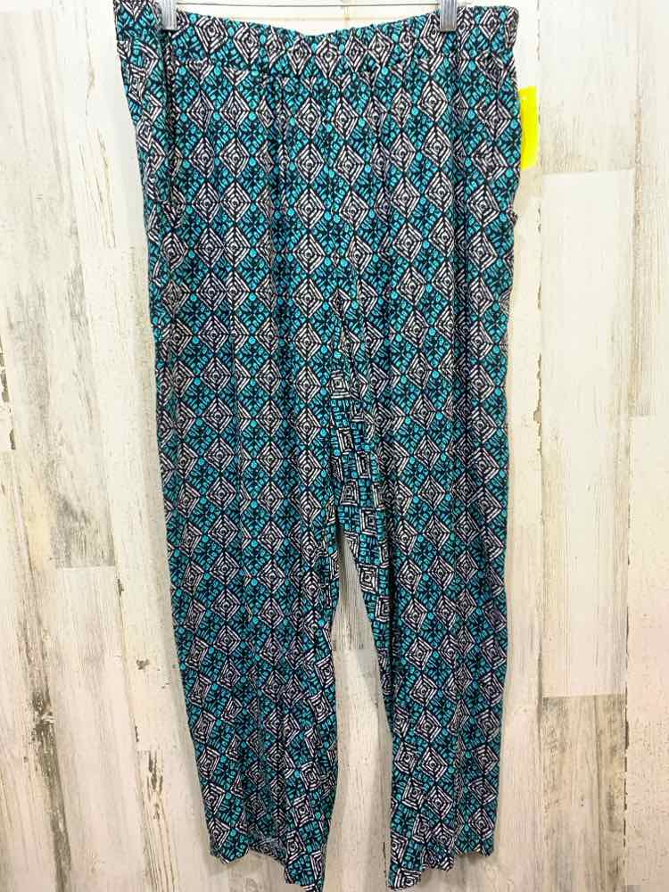 PRE-OWNED KIM ROGERS Dresses and Skirts Size XL BLU/WHITE ABSTRACT FLOWY Dress