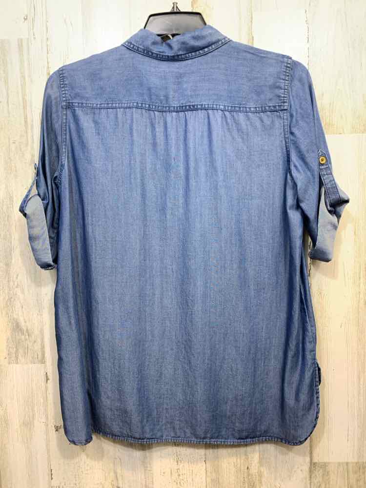 PRE-OWNED ELLEN TRACY Tops Size M Denim Denim DENIM DENIM 3/4 SLEEVE Blouse/DENI