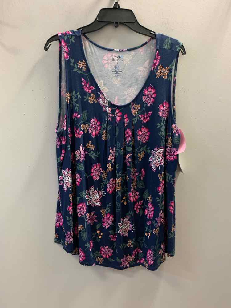 NWT CROFT & BARROW PLUS SIZES Size 1X NVY/PNK/GRN Floral SLEEVELESS TOP