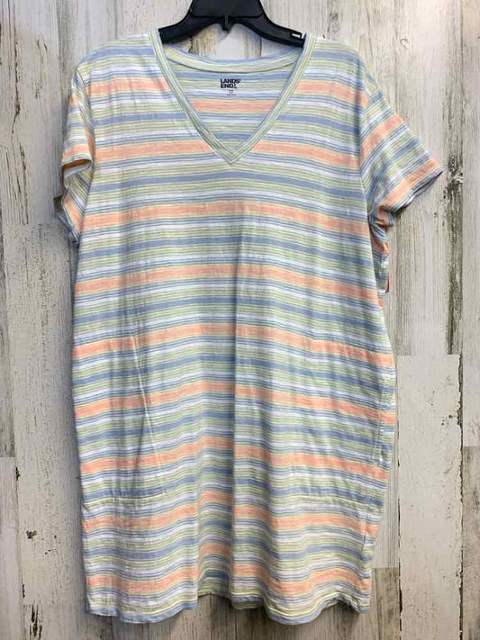 PRE-OWNED LANDS END Dresses and Skirts Size PL PNK/BLU/GRN/BGE Stripe Dress