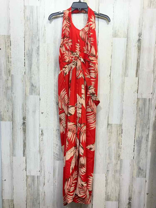 PRE-OWNED Size S Dresses and Skirts RED/BGE LEAVES HALTER Jumper