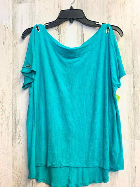 CABLE&GAUGE Tops Size L DEEP AQUA COLD SHOULDERS TOP