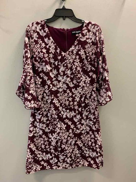 KARL LAGERFELD Dresses and Skirts Size 6 BURG/WHT Floral 3/4 SLEEVE Dress