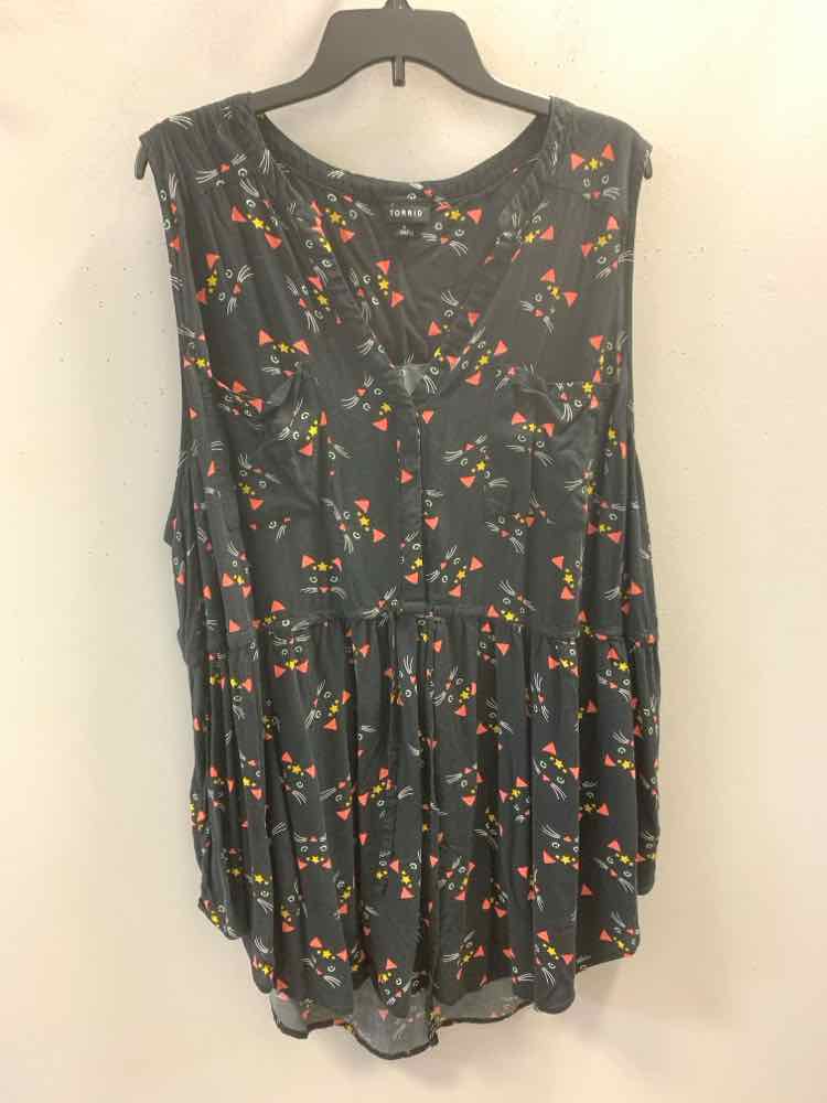 TORRID PLUS SIZES Size 4 Black CATS SLEEVELESS TOP