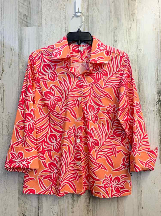 PRE-OWNED IZOD Tops Size M PCH/MGNTA Floral LONG SLEEVES TOP