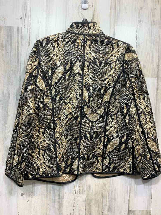 CHICO'S/SNAKESKIN PRINT SILKY QUILTED JACKET